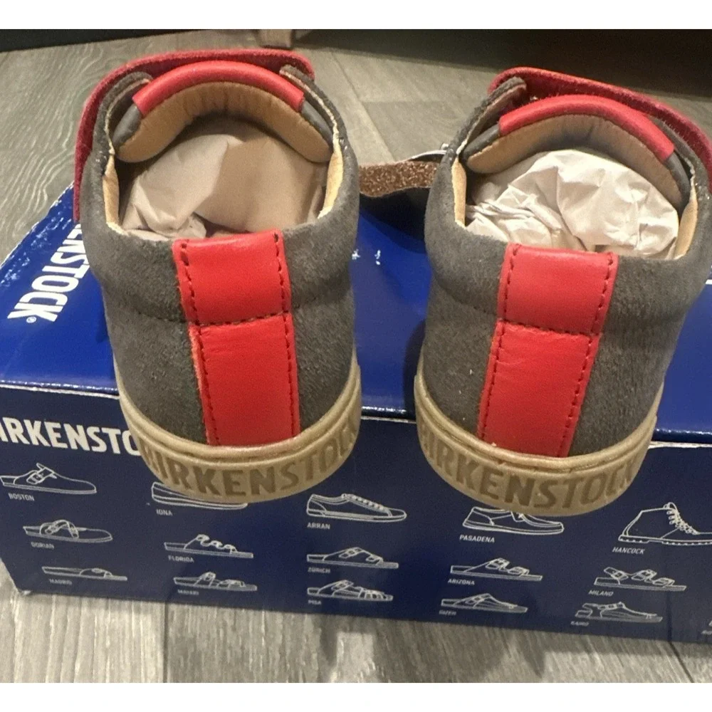 Birkenstock Kids Unisex EU29 K11 Regular Arran Hook & Loop Leather Sneaker Grey